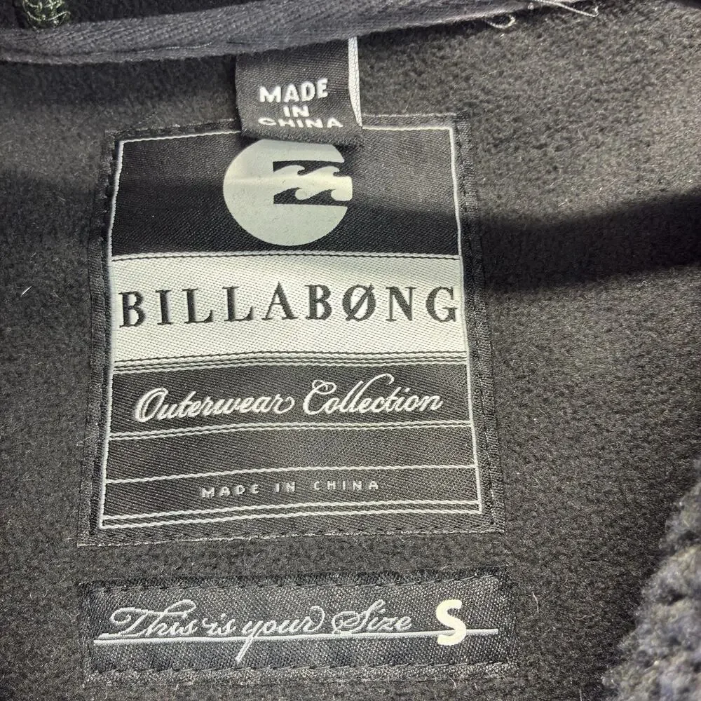Billabong Men’s Small Fleece Jacket Gray Camo Hooded Full Zip Outdoor